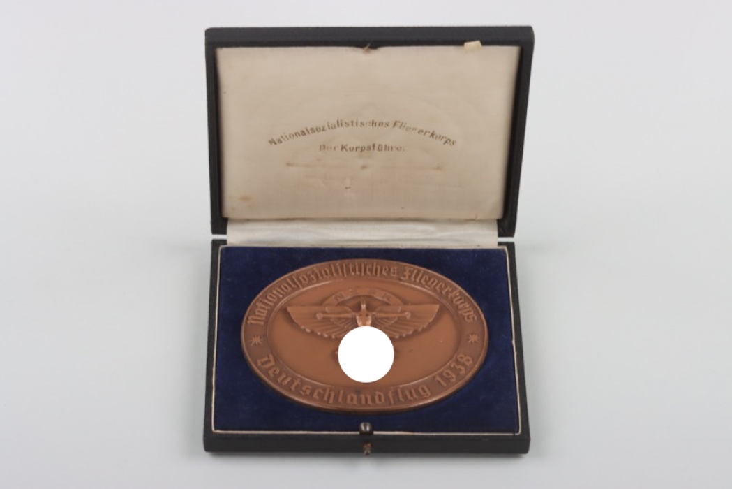 1938 NSFK "Deutschlandflug" plaque in case + certificate - 5970