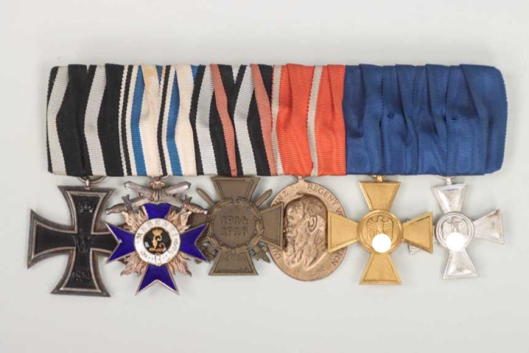 Heer 6-place medal bar to Bavarian WW1 officer
