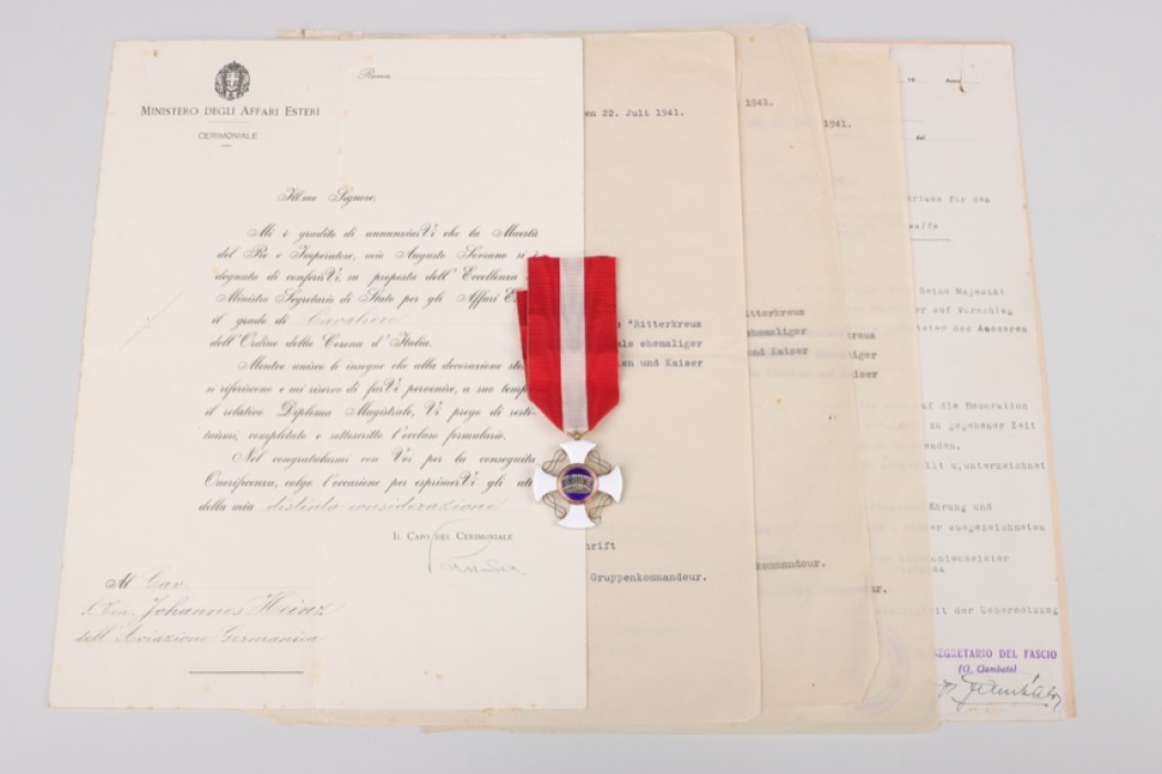 Heinz, Hans - Order of the Crown of Italy, Commander' Cross with certificate