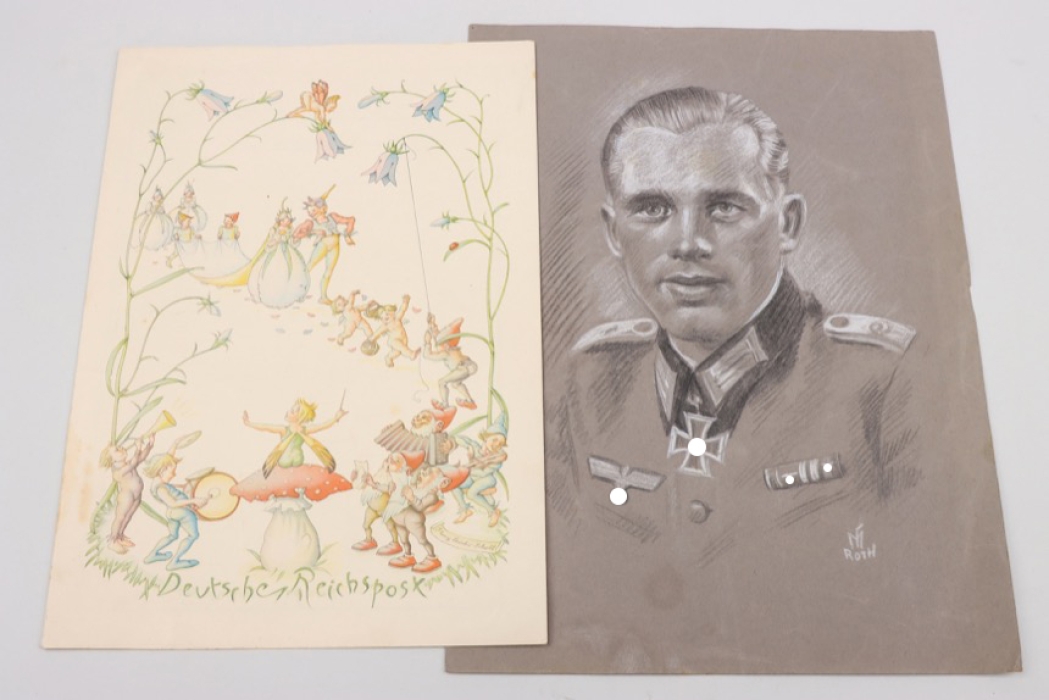 Kroner, Max-Georg - Knight's Cross winner's drawing + telegram