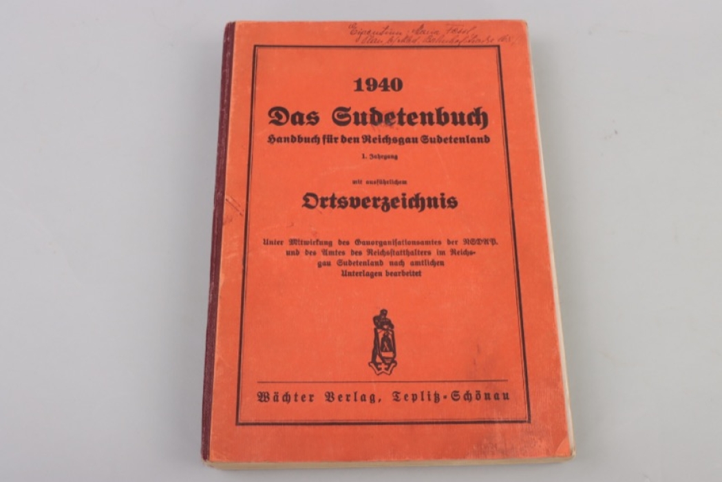 Sudetenland Ortsverzeichnis "Das Sudetenbuch" 1940