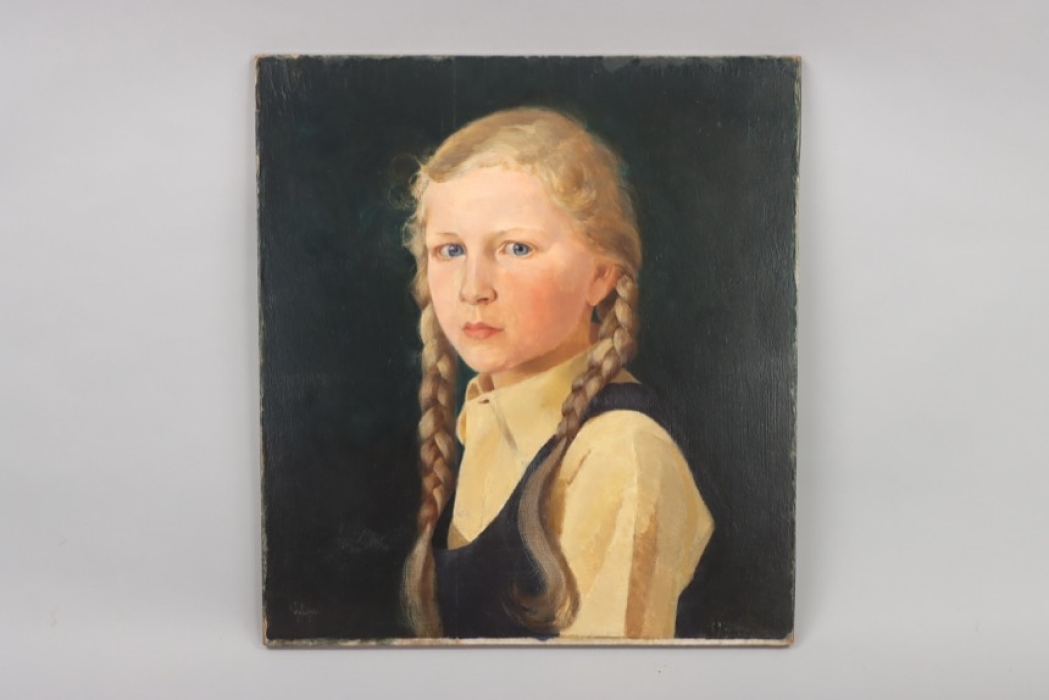 Diebitsch, Karl - his daughter Helga (oil on wood)