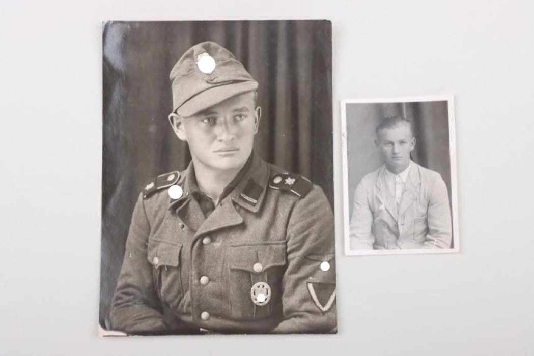 Waffen-SS LAH portrait photo with hand-stiched cap skull