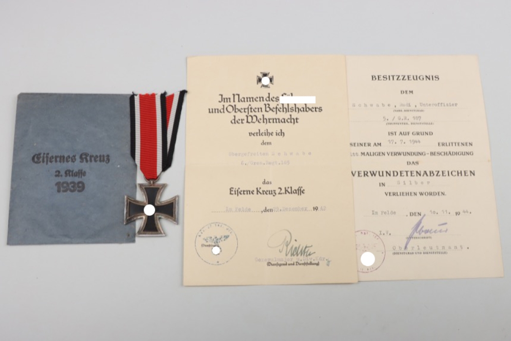 Gren.Rgt. 185 & 187 certificate and medal grouping