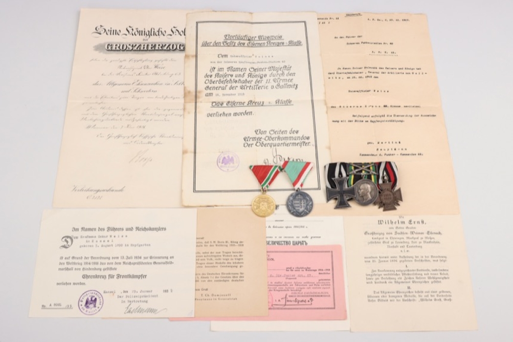 WWI certificate and medal grouping of a Saxon veteran