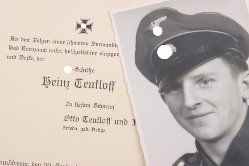 Waffen-SS portrait photo & death notice
