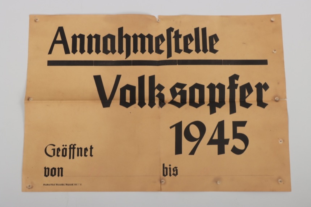 Propaganda Poster "Annahmestelle Volksopfer 1945"