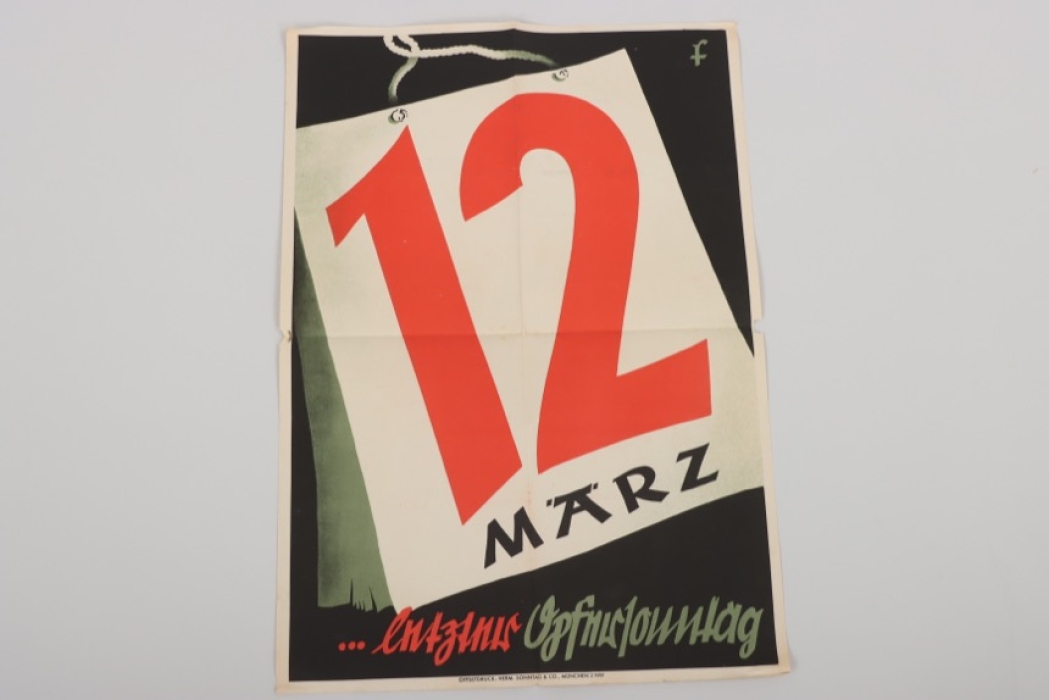 Propaganda Poster "12. März... letzter Opfersonntag"