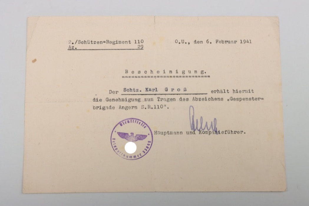 Schützen-Regiment 110 "Gespensterbrigade" document
