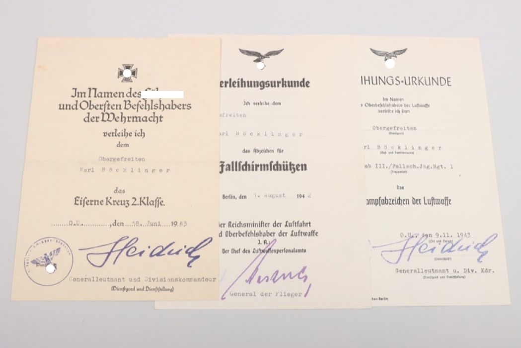 Fallschirmjäger-Regiment 1 certificate grouping - D-Day