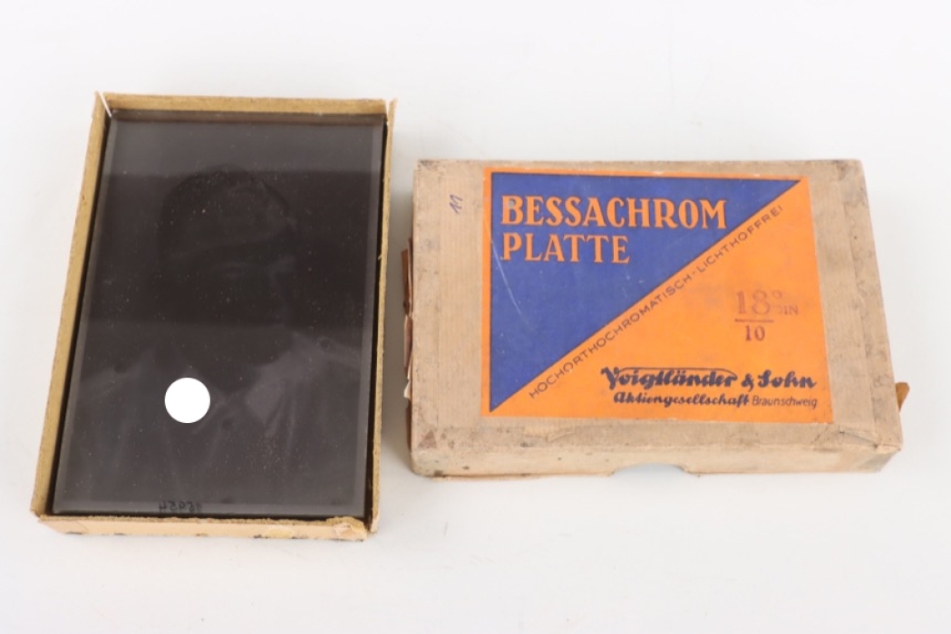 Lot of ten glass negatives of Waffen-SS members in box