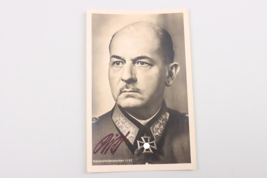 GFM Wilhelm List postcard with facsimile signature - Knight's Cross winner