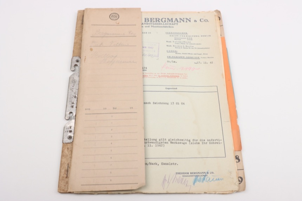 Business documents of the armament factory Theodor Bergmann & Co.