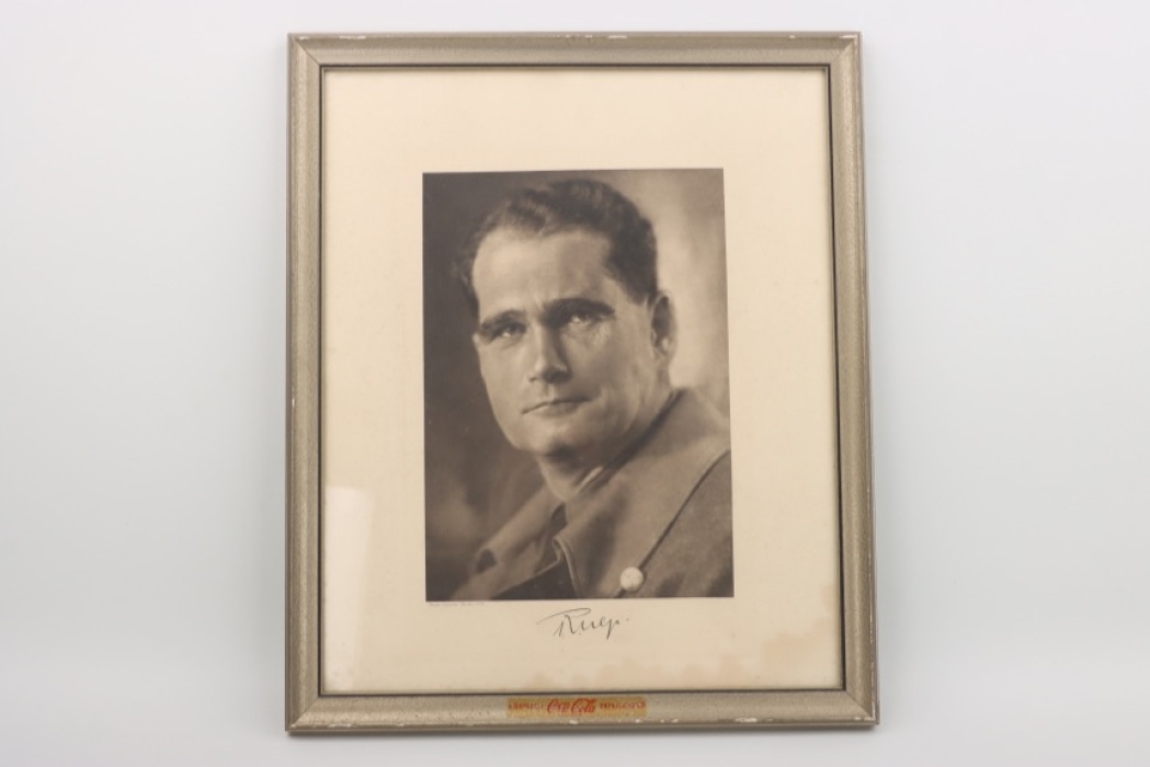 Portrait photo Rudolf Hess with original signature