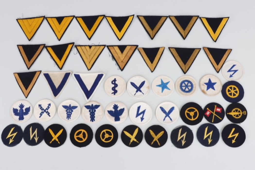 44 x Kriegsmarine rank chevrons & personnel trade badges - EM/NCO type