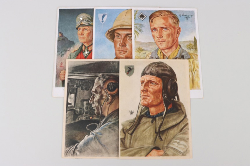 Lot of five Willrich postcards