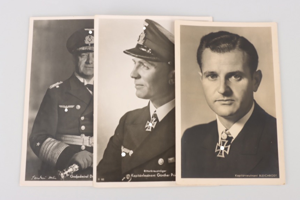 Kriegsmarine - 3 + Knight's cross winners portrait Postcards