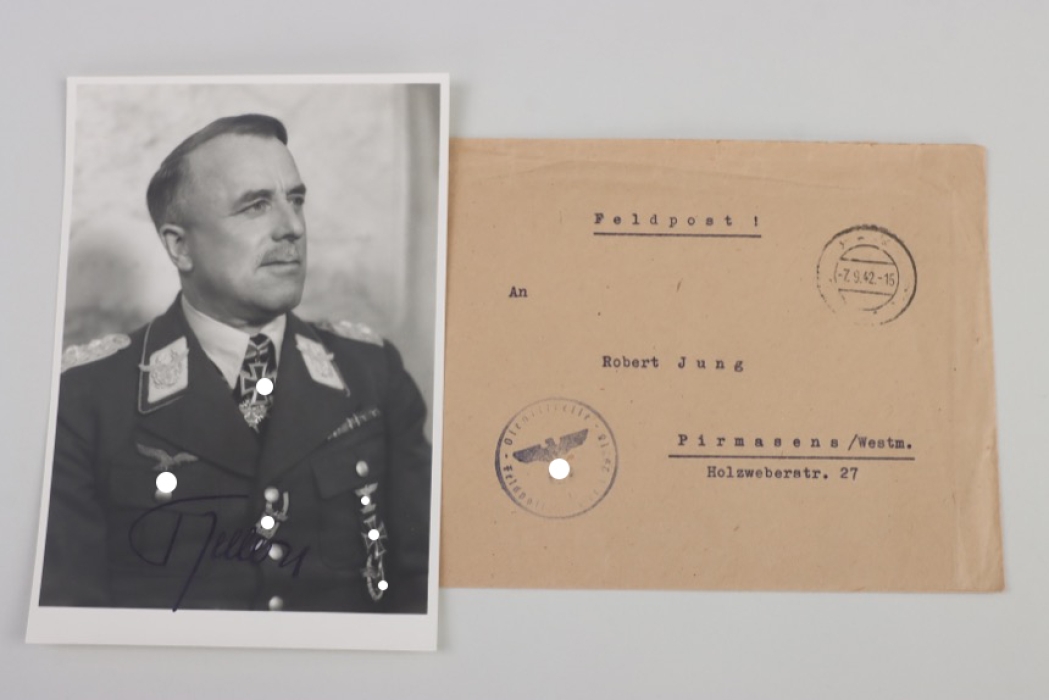 Keller, Alfred - Pour le Mèrite & Knight's Cross winner portrait photo with envelope