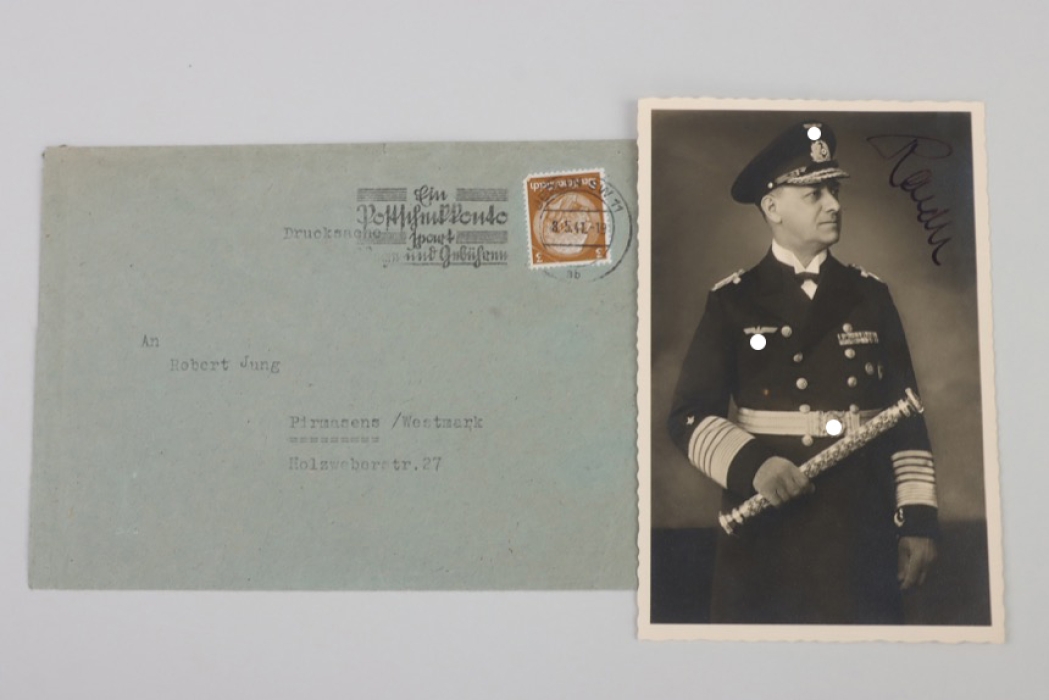Raeder, Erich - Großadmiral signed portrait photo with envelope