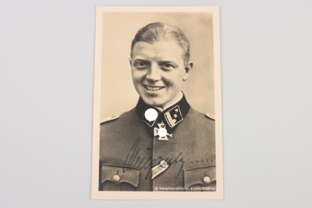 Klingenberg, Fritz (SS) - Knight's Cross winner signed portrait postcard