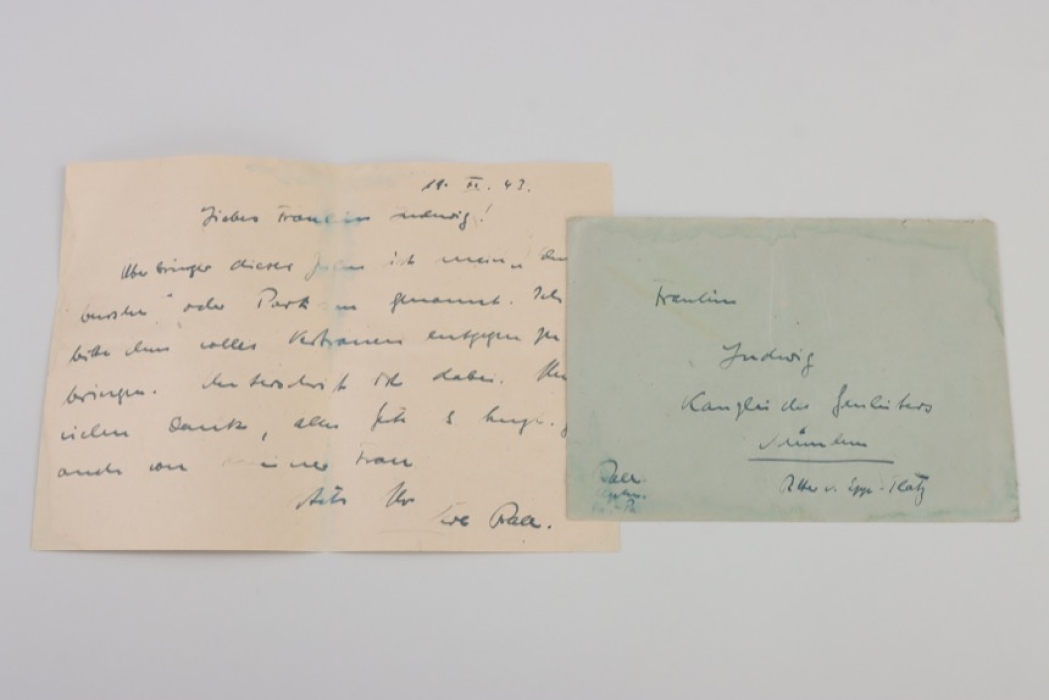Rall, Carl - Knight's Cross winner hand-written letter with envelope