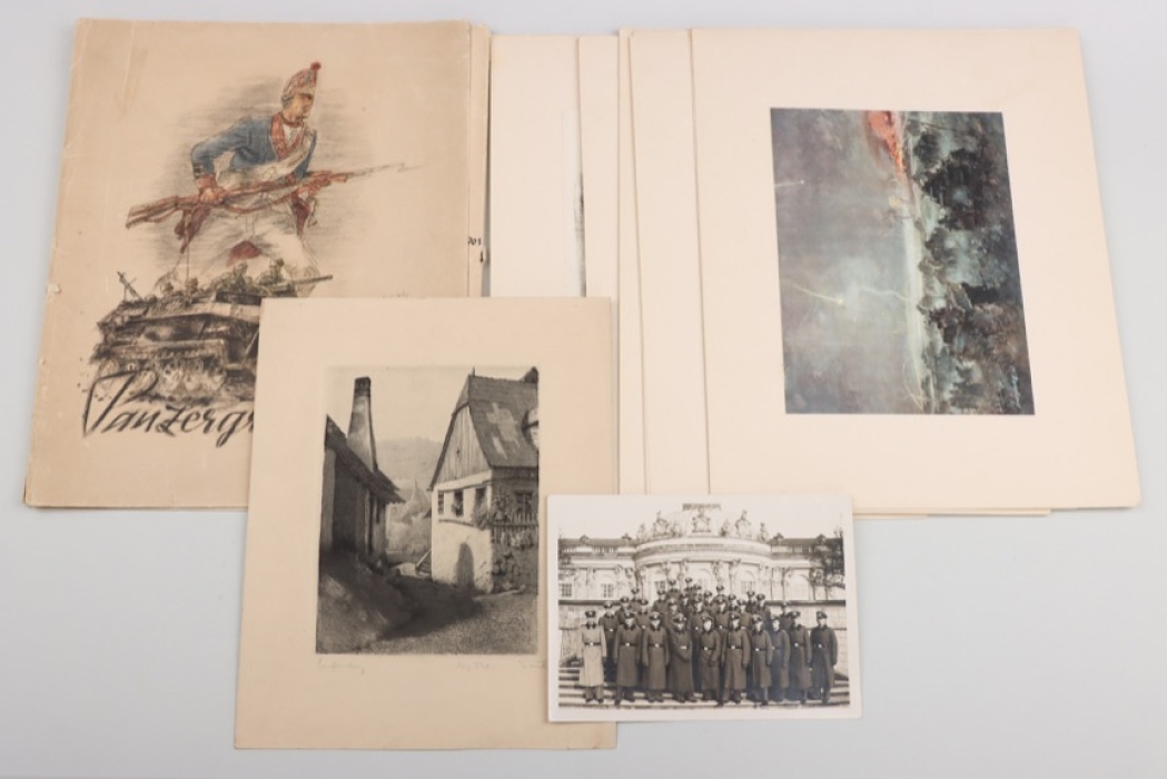 Portfolio "Panzergrenadiere" with prints of Gotschke + original photo and echting