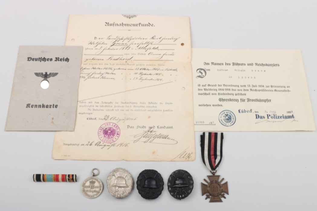 Infanterie-Regiment "Bremen“ WWI medal & certificate grouping