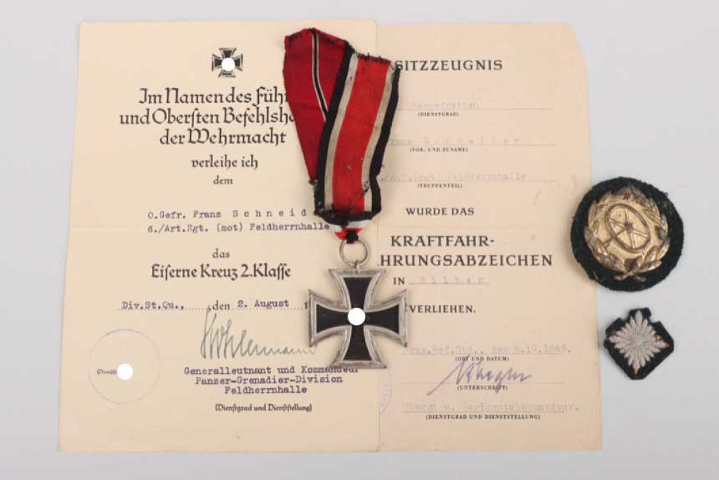 Art.Rgt. (mot) "Feldherrnhalle" medal and certificate grouping