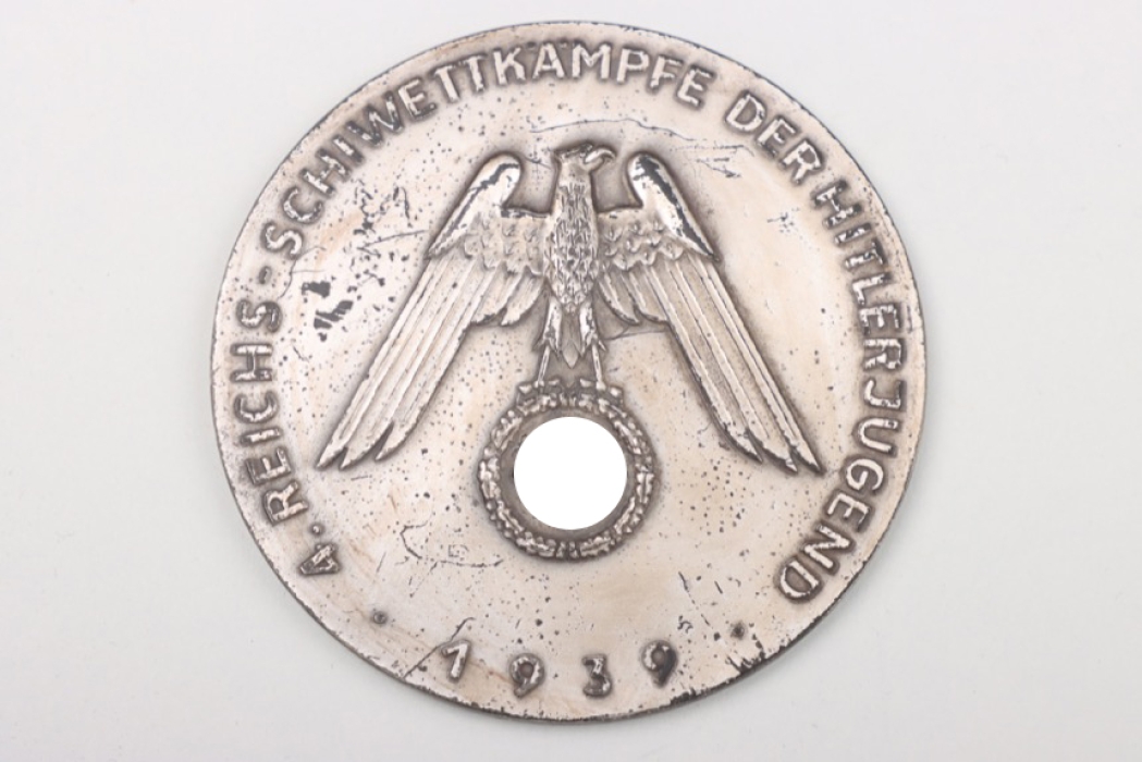 HJ leader Hinderer - 1939 plaque "4. Reichs-Schwimmwettkämpfe der HJ"