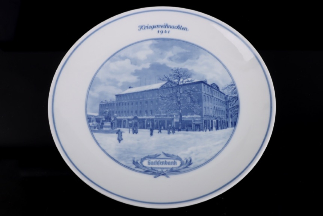 Meissen porcelain wall plate "Kriegsweihnachten" 1941 "Sachsenbank"