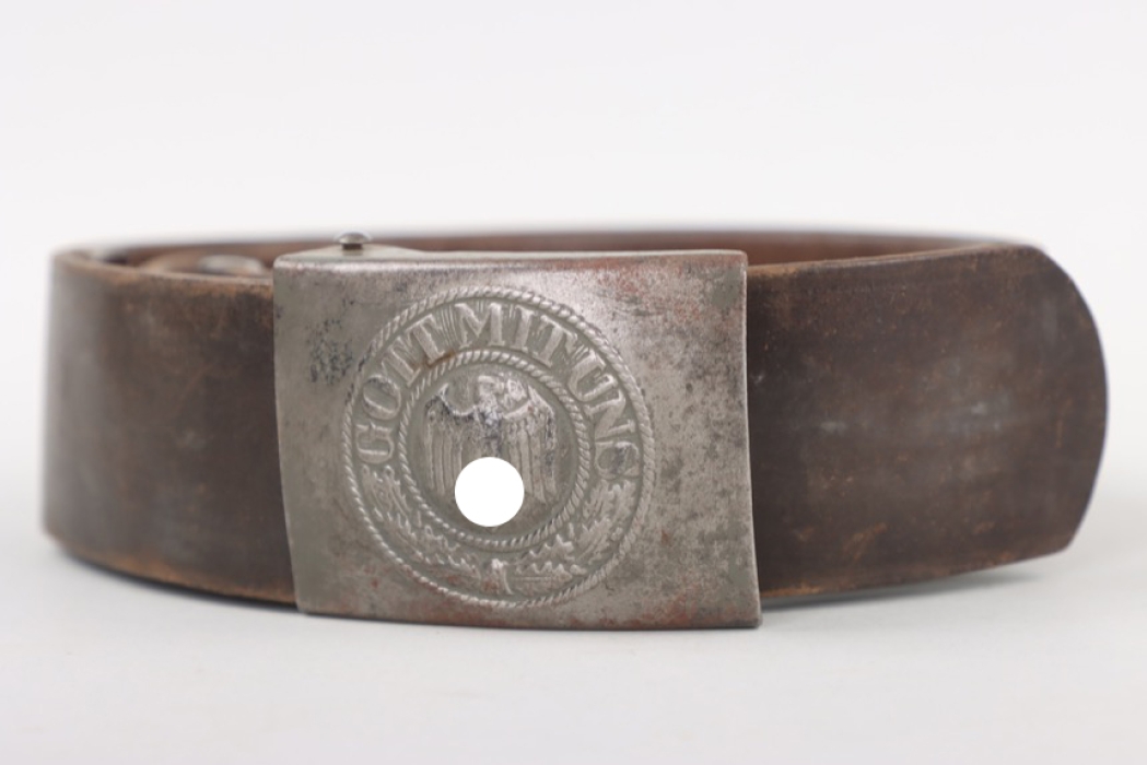 Heer EM/NCO field buckle with leather tab and Luftwaffe belt - Sieper
