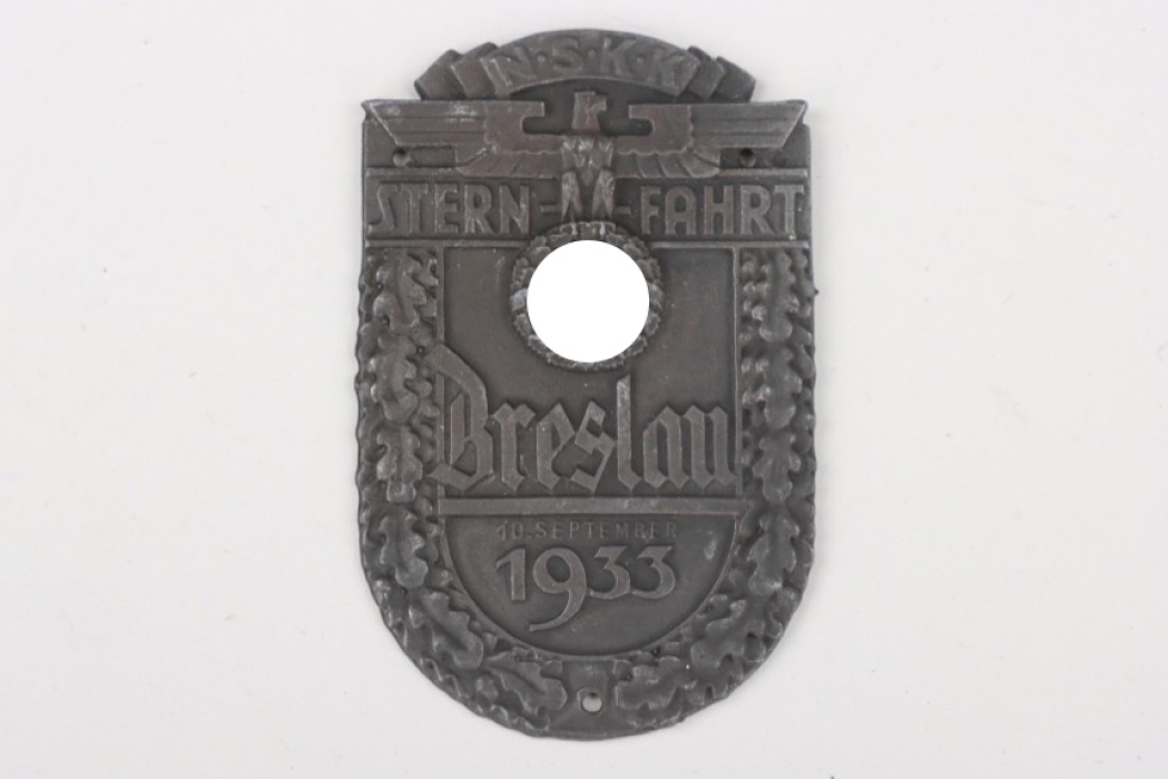 Early 1933 NSKK plaque "Sternfahrt Breslau"