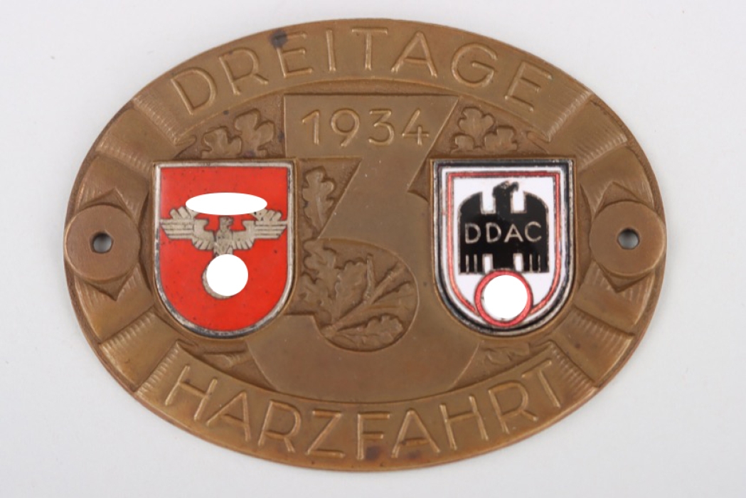 NSKK/DDAC bronze plaque "Harzfahrt 1934" - Wiedmann
