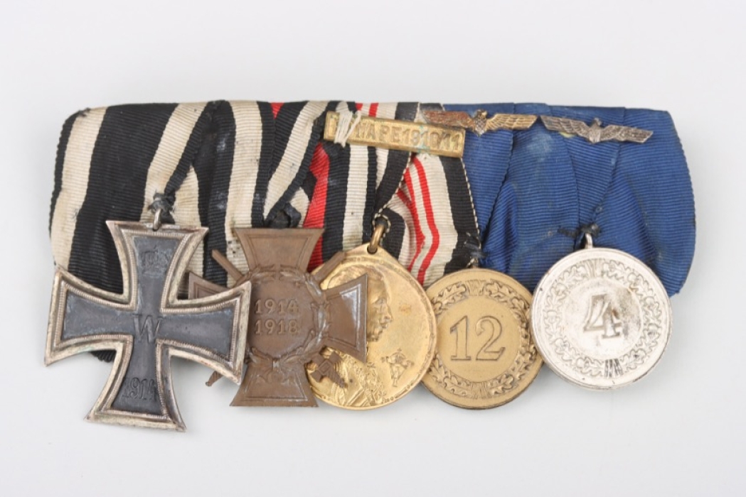 5-place medal bar (German-East Africa & Wehrmacht)