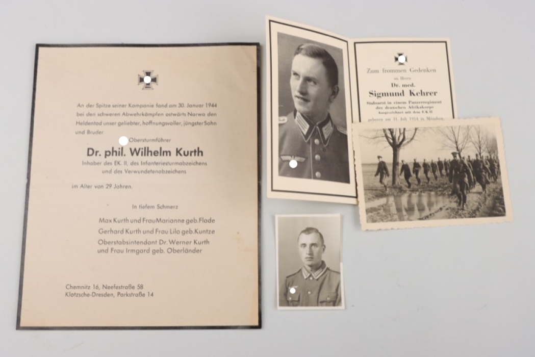 Death card of an SS-Obersturmführer and DAK member + photos