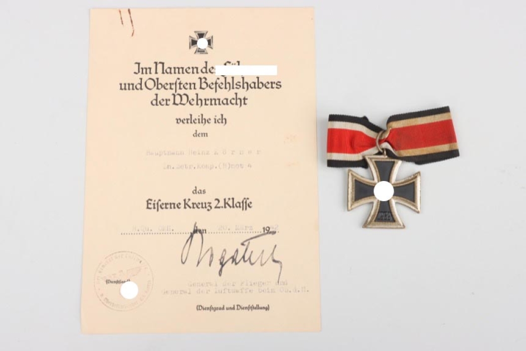 Ln.Betr.Komp.(H) mot 4 - 1939 Iron Cross 2nd Class + certificate