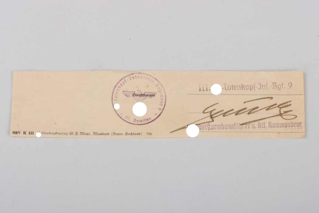 Greulich, Ernst (SS) - signed document