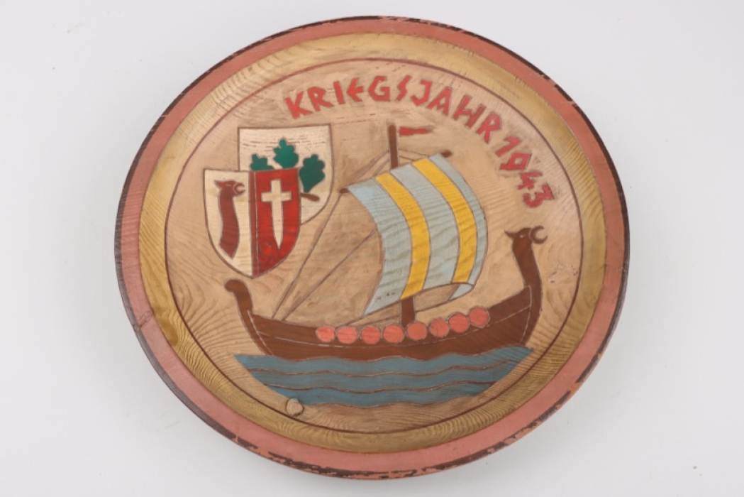 1943 wooden plate "Viking ship"