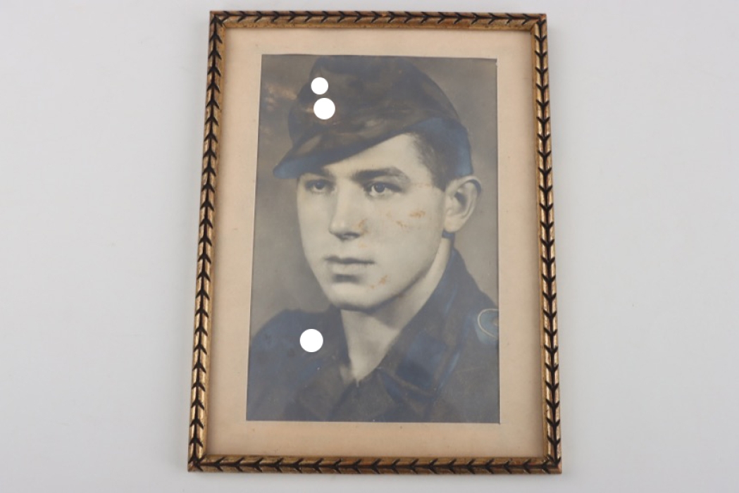 Waffen-SS portrait photo with camo field cap