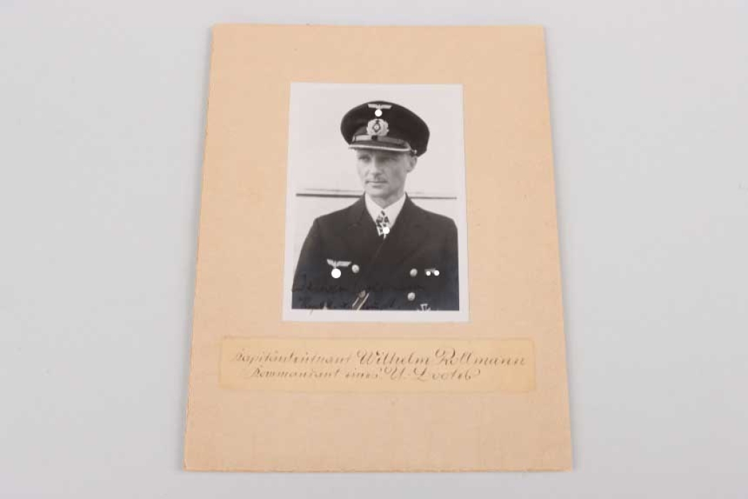 Rollmann, Wilhelm (U-Boot) - portrait photo with signature, Knight's Cross winner