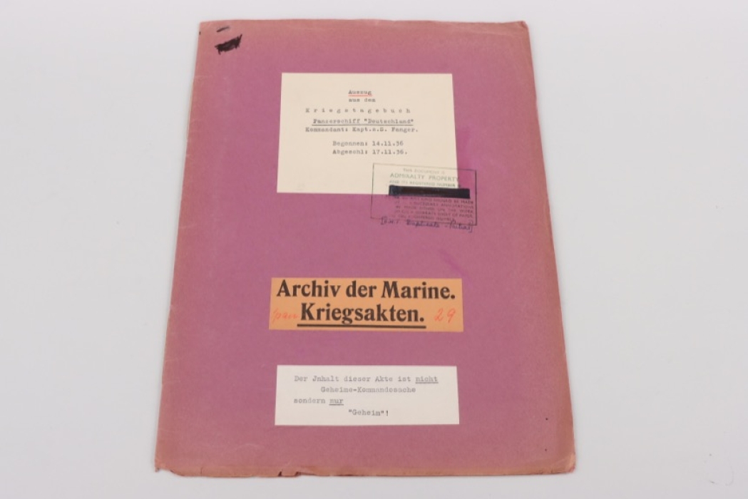Excerpt from the war diary of the Panzerschiff "Deutschland" 1936