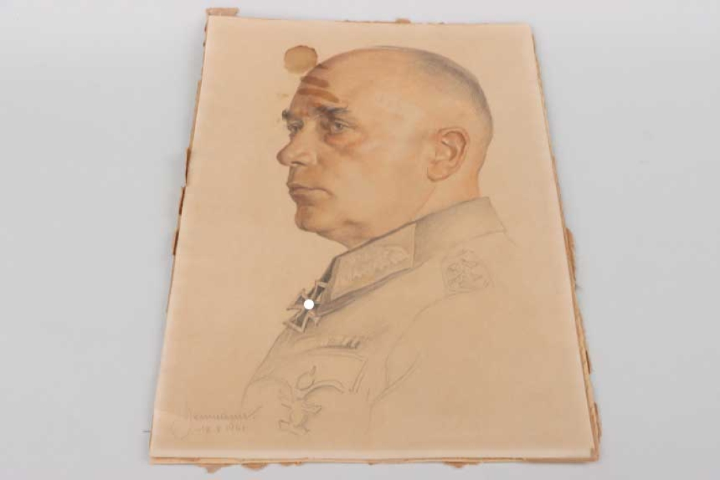 Drawing (portrait) of a General, Knight's Cross winner