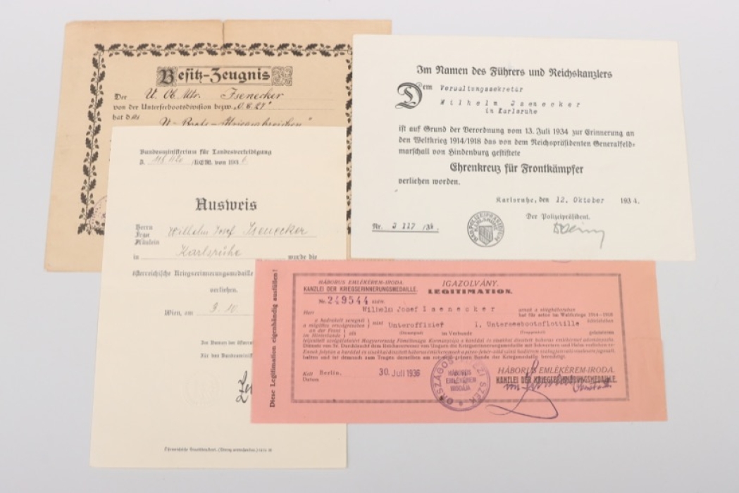 Imperial Germany - U-Boat "UC 27" certificate grouping