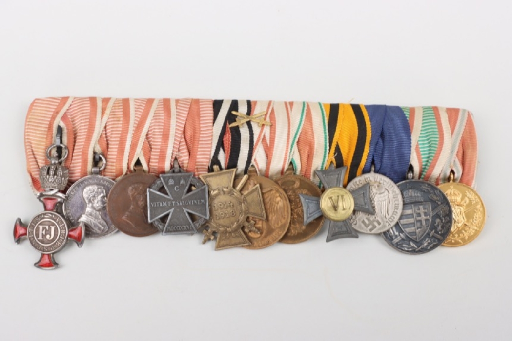 Impressive 11-place medal bar of an Austrain WWI veteran