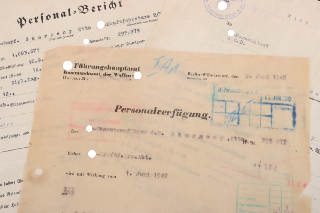 Skorzeny, Otto (SS) - Oak Leaves winner personnel files - Kaltenbrunner & Kammerhofer signed