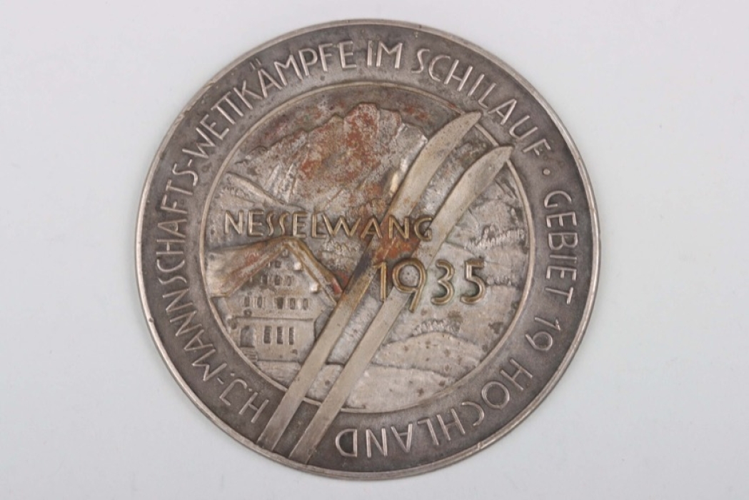 1935 HJ ski competiton plaque - Gebiet 19 "Hochland" (Poellath)