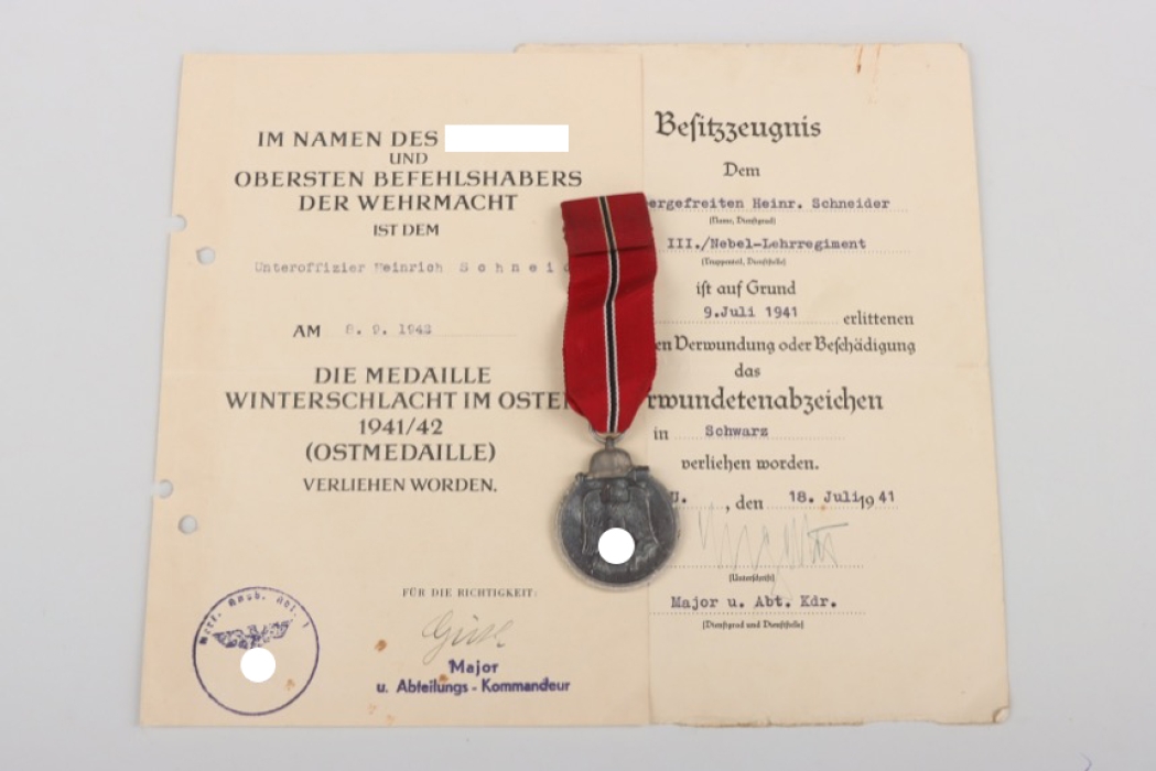 Nebel-Lehrregiment medal and document grouping
