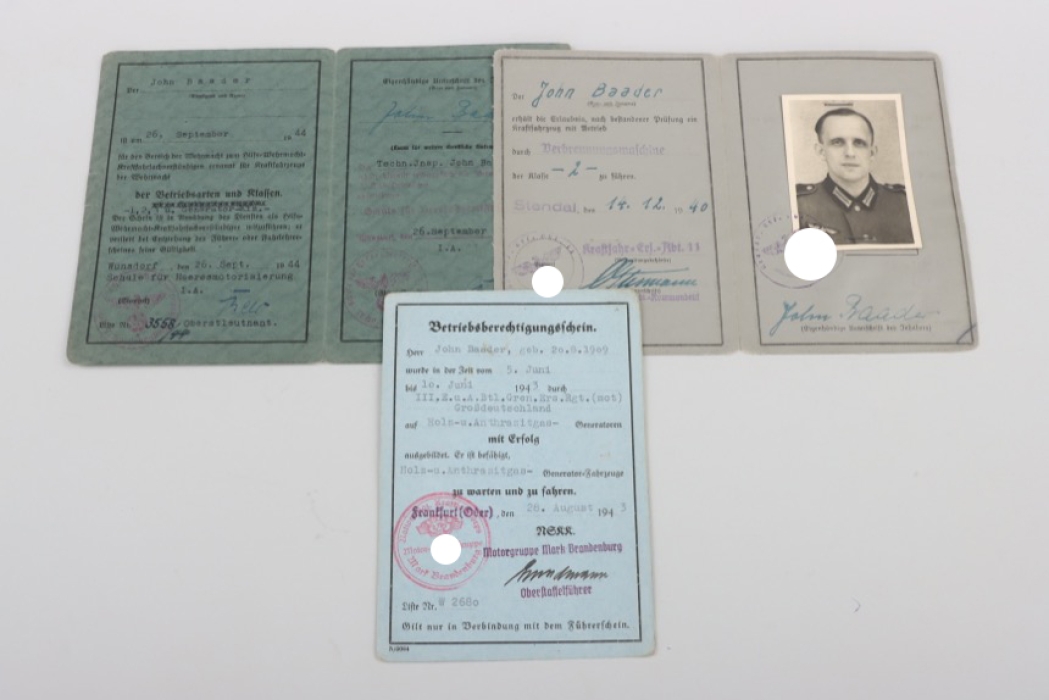 "Großdeutschland" three identity cards (driving license)