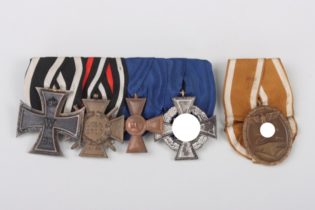 4-place medal bar and Westwall Medal