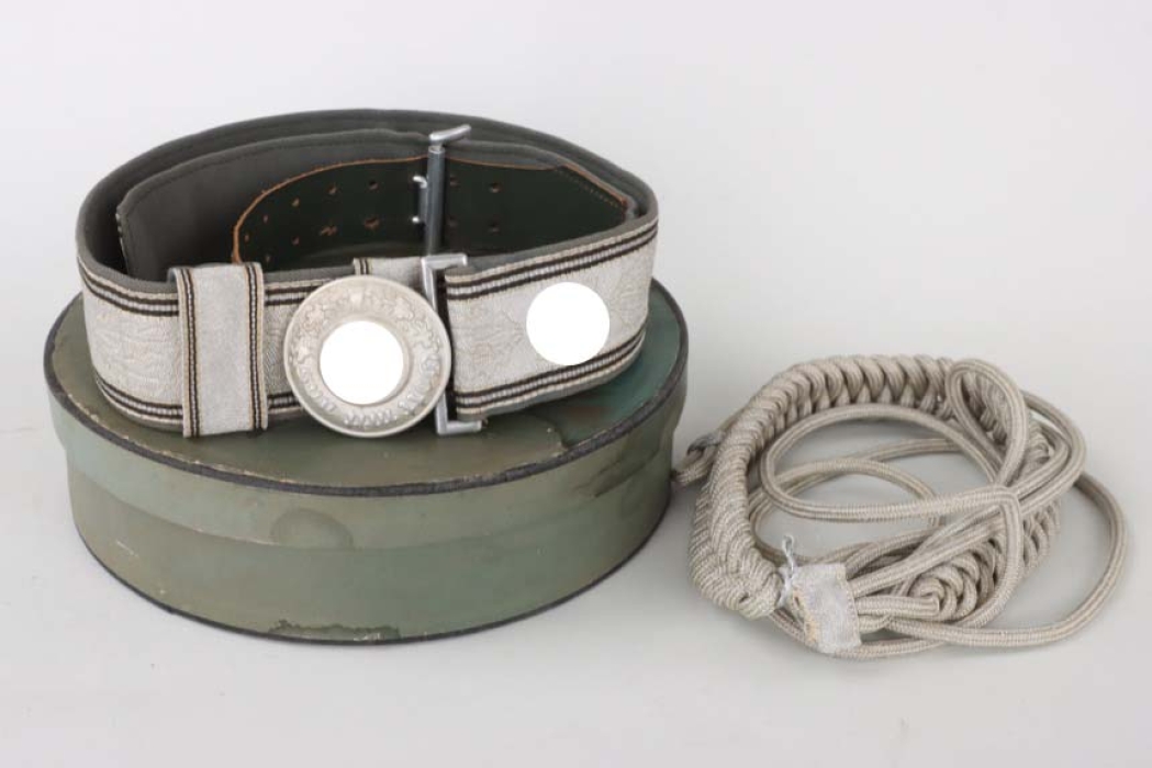 Police (SS) officer's dress belt and buckle in case + aiguilette